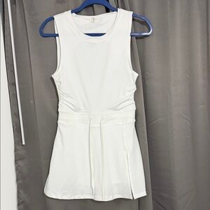 FP Movement by Free People White Layered athletic dress with shorts open back